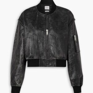 Elegant Black Leather Bomber Jacket